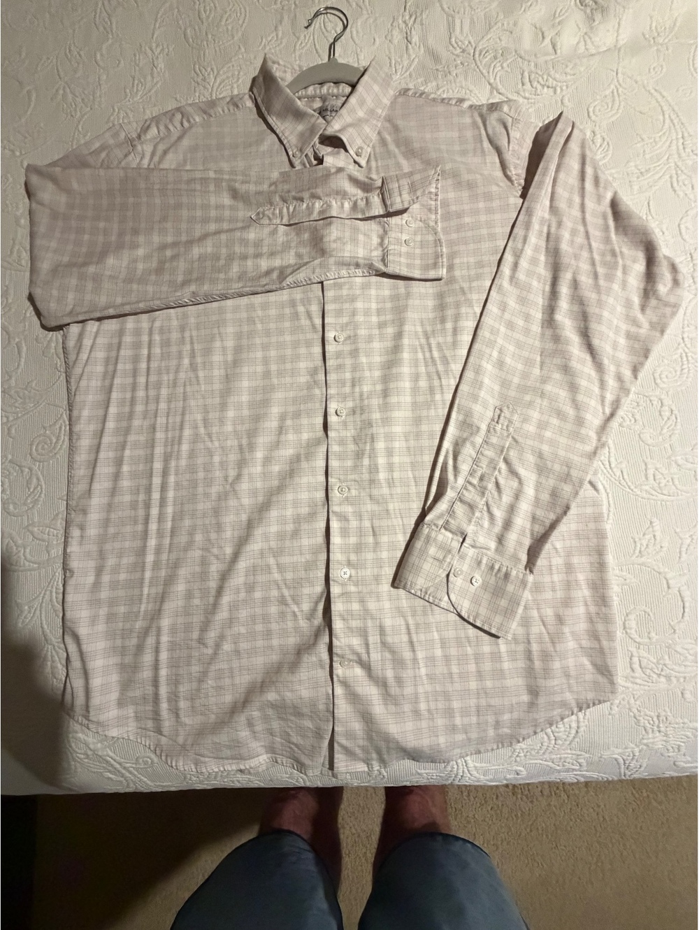 Peter Millar Men's Large Button-Down Shirt Beige Plaid